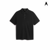 Men's Solid Knit Pullover with Logo Patch and Polo Collar